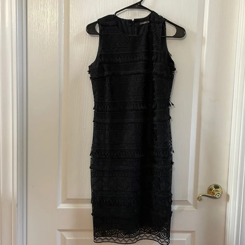 J. Mclaughlin Black Dress with Fringe Detail Size 0
